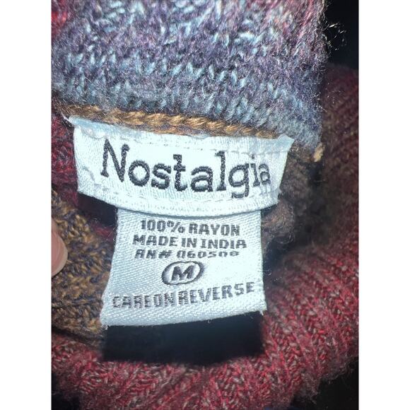 Nostalgia Colorful Shawl Turtle Neck Poncho Size Medium Made In India Rayon - Picture 6 of 10